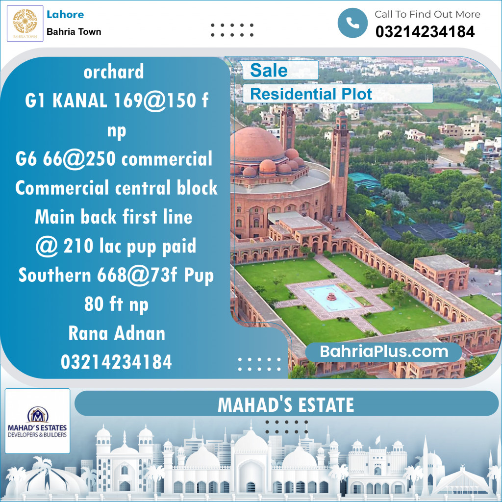 Residential Plot for Sale in Bahria Town, Lahore - (BP-118462)