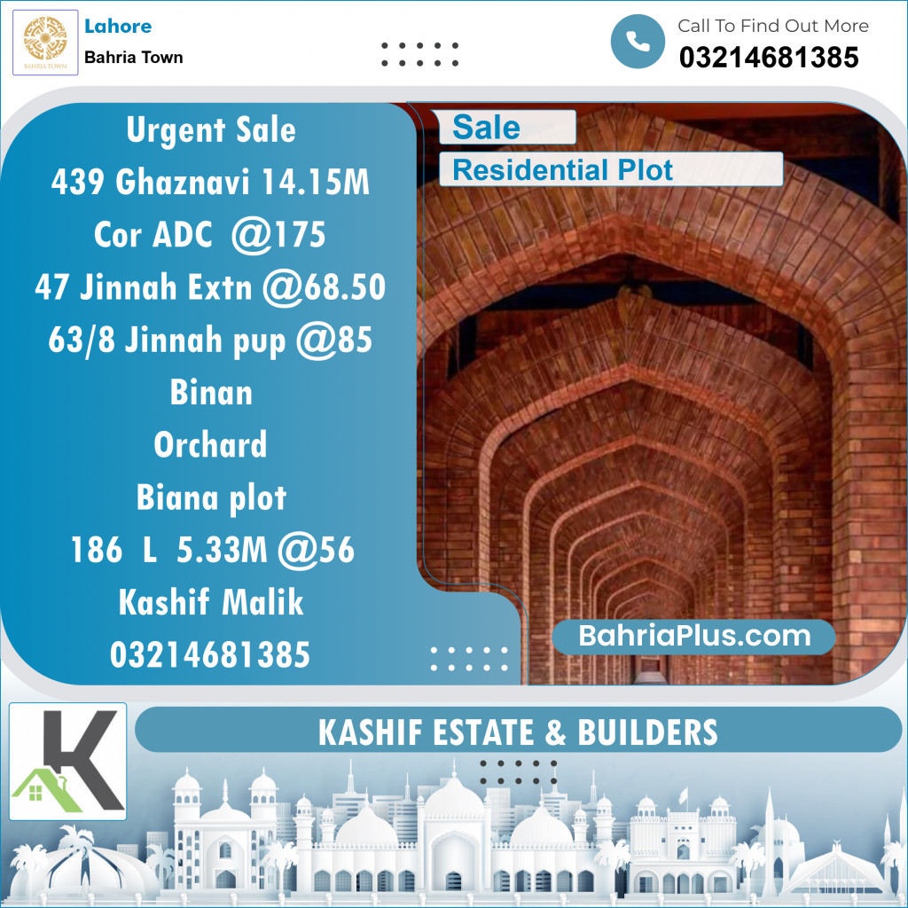 Residential Plot for Sale in Bahria Town, Lahore - (BP-118530)