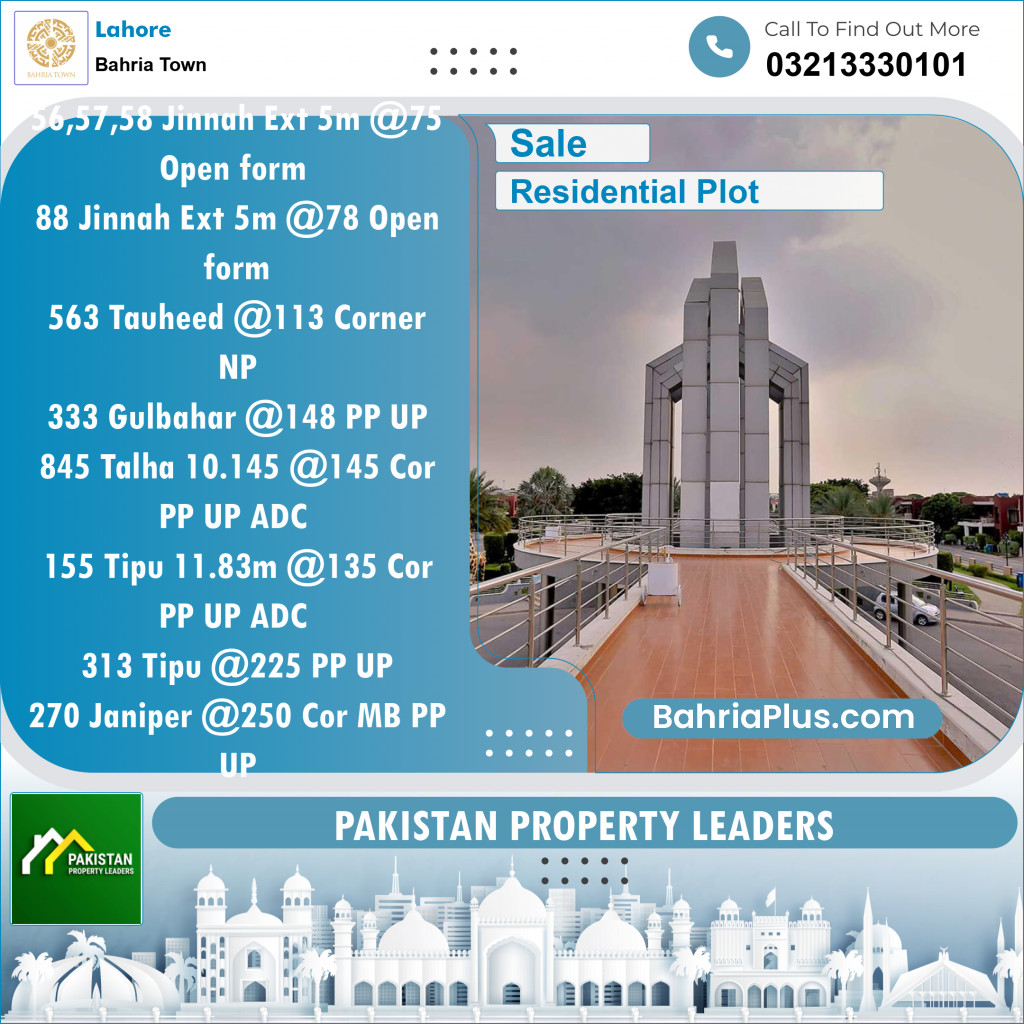 Residential Plot for Sale in Bahria Town, Lahore - (BP-118535)