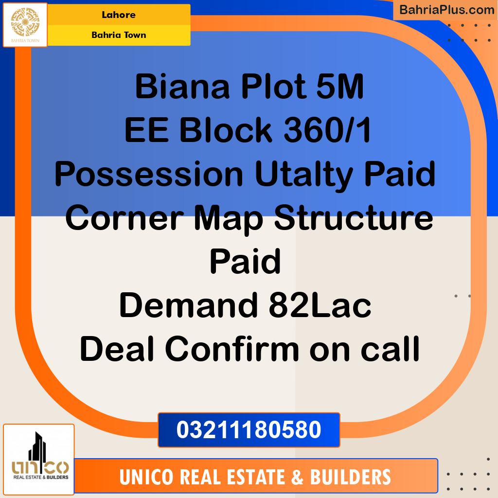 Residential Plot for Sale in Bahria Town, Lahore - (BP-118554)