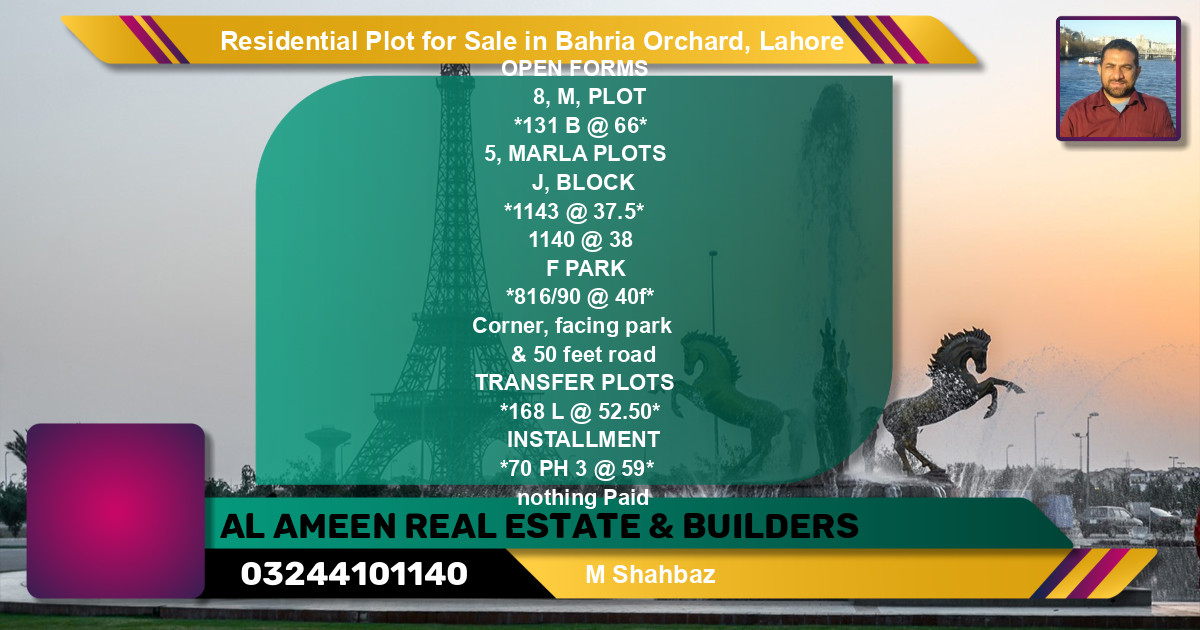 Residential Plot for Sale in Bahria Orchard, Lahore - (BP-118566)