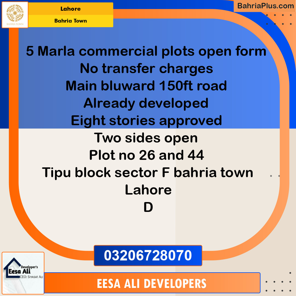 Residential Plot for Sale in Bahria Town, Lahore - (BP-118567)