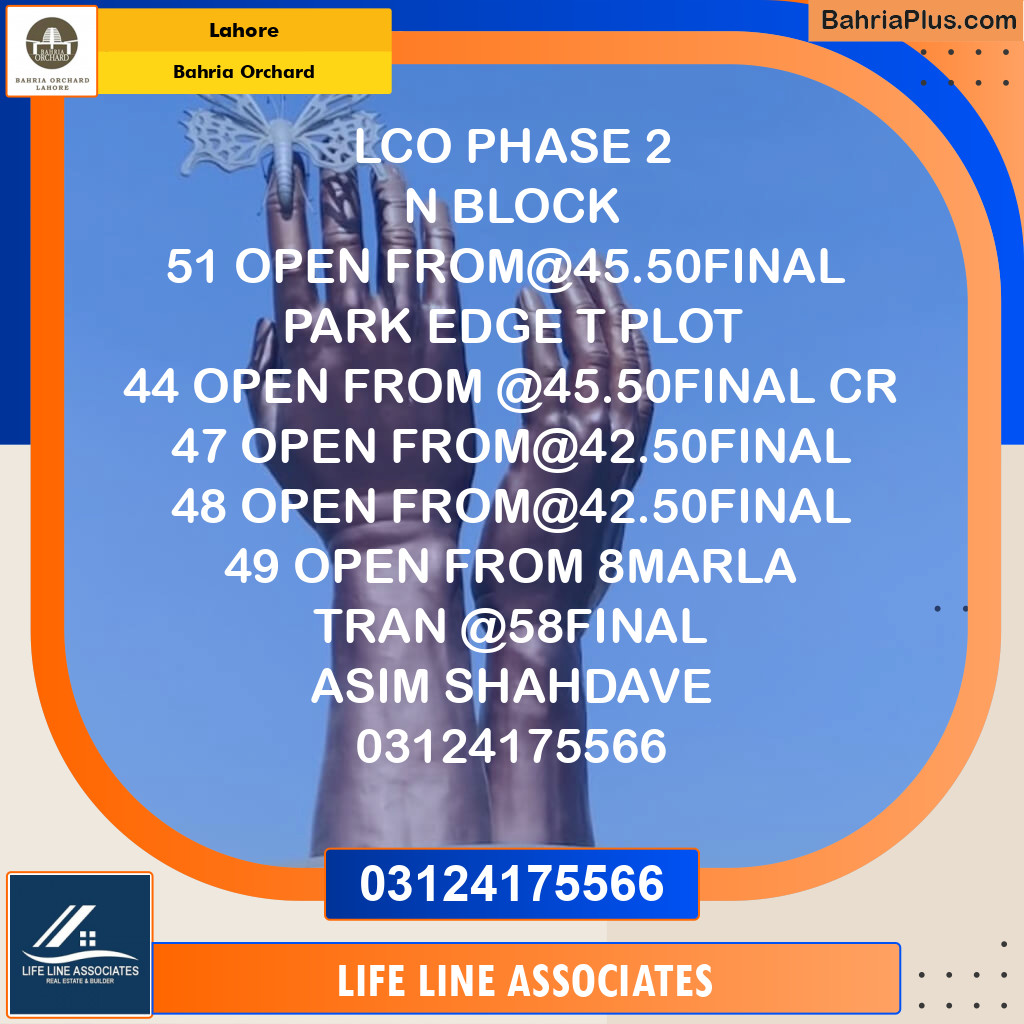 Residential Plot for Sale in Bahria Orchard, Lahore - (BP-118608)