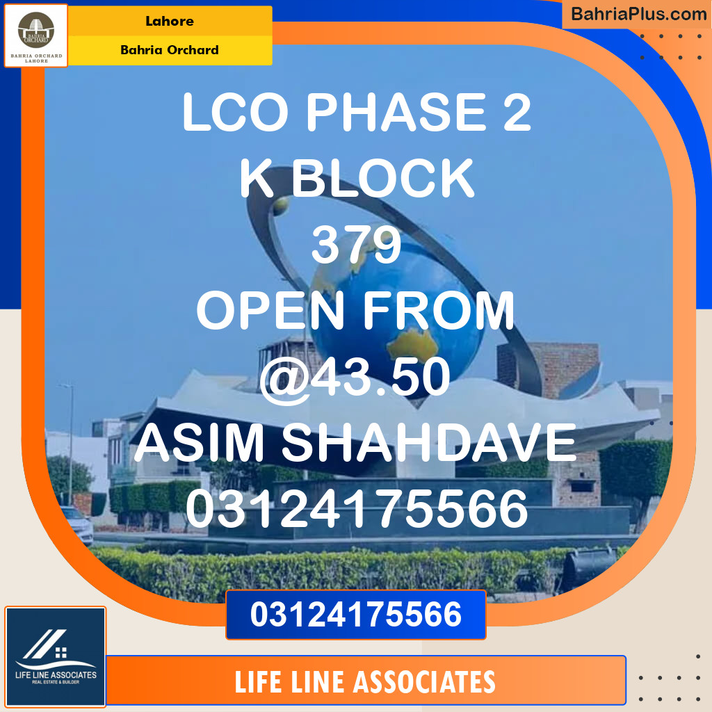 Residential Plot for Sale in Bahria Orchard, Lahore - (BP-118611)