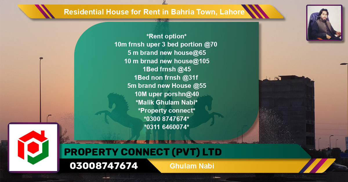Residential House for Rent in Bahria Town, Lahore - (BP-118618)