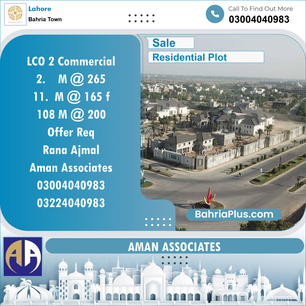 Residential Plot for Sale in Bahria Town, Lahore - (BP-118623)