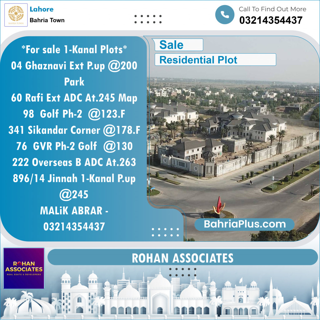 Residential Plot for Sale in Bahria Town, Lahore - (BP-118631)