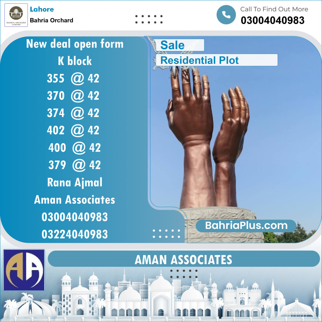 Residential Plot for Sale in Bahria Orchard, Lahore - (BP-118656)