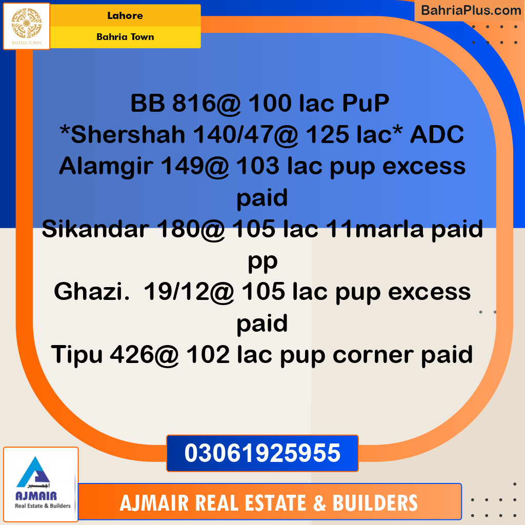 Residential Plot for Sale in Bahria Town, Lahore - (BP-118684)