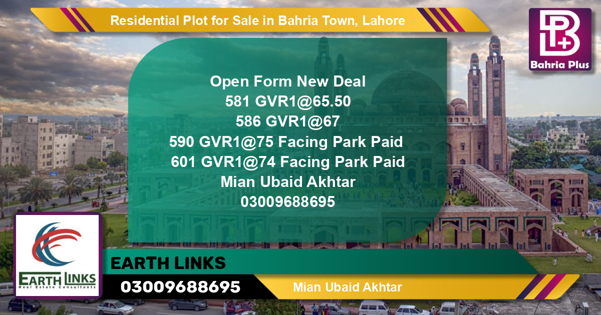 Residential Plot for Sale in Bahria Town, Lahore - (BP-118689)