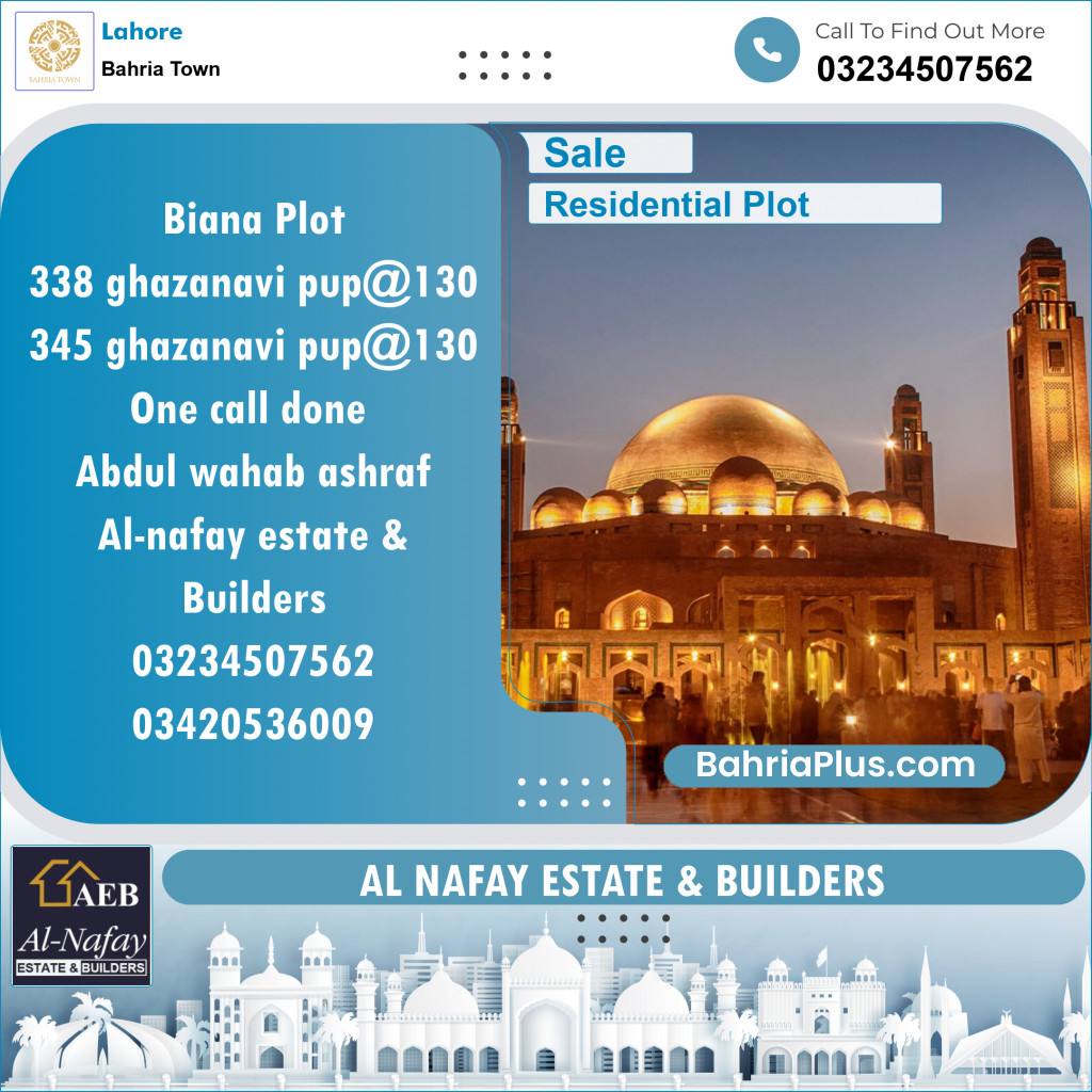 Residential Plot for Sale in Bahria Town, Lahore - (BP-118699)