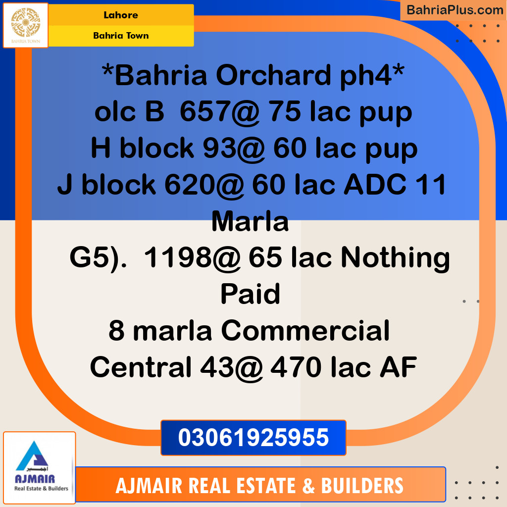 Residential Plot for Sale in Bahria Town, Lahore - (BP-118721)