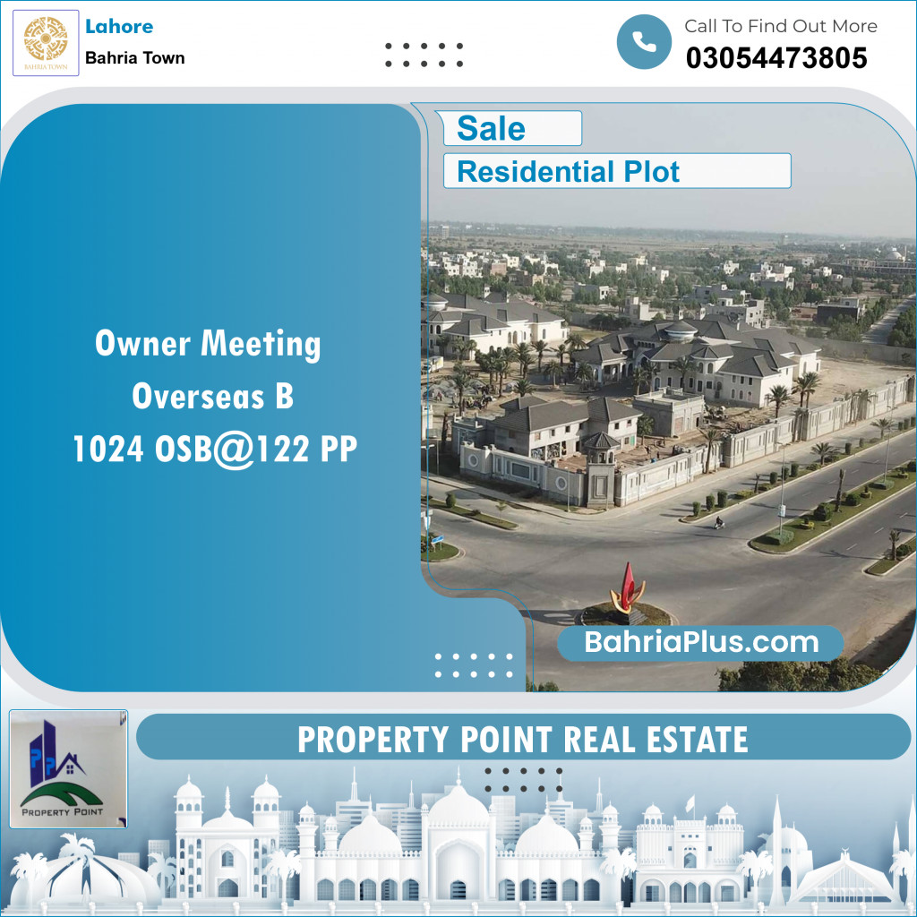 Residential Plot for Sale in Overseas B -  Bahria Town, Lahore - (BP-118724)