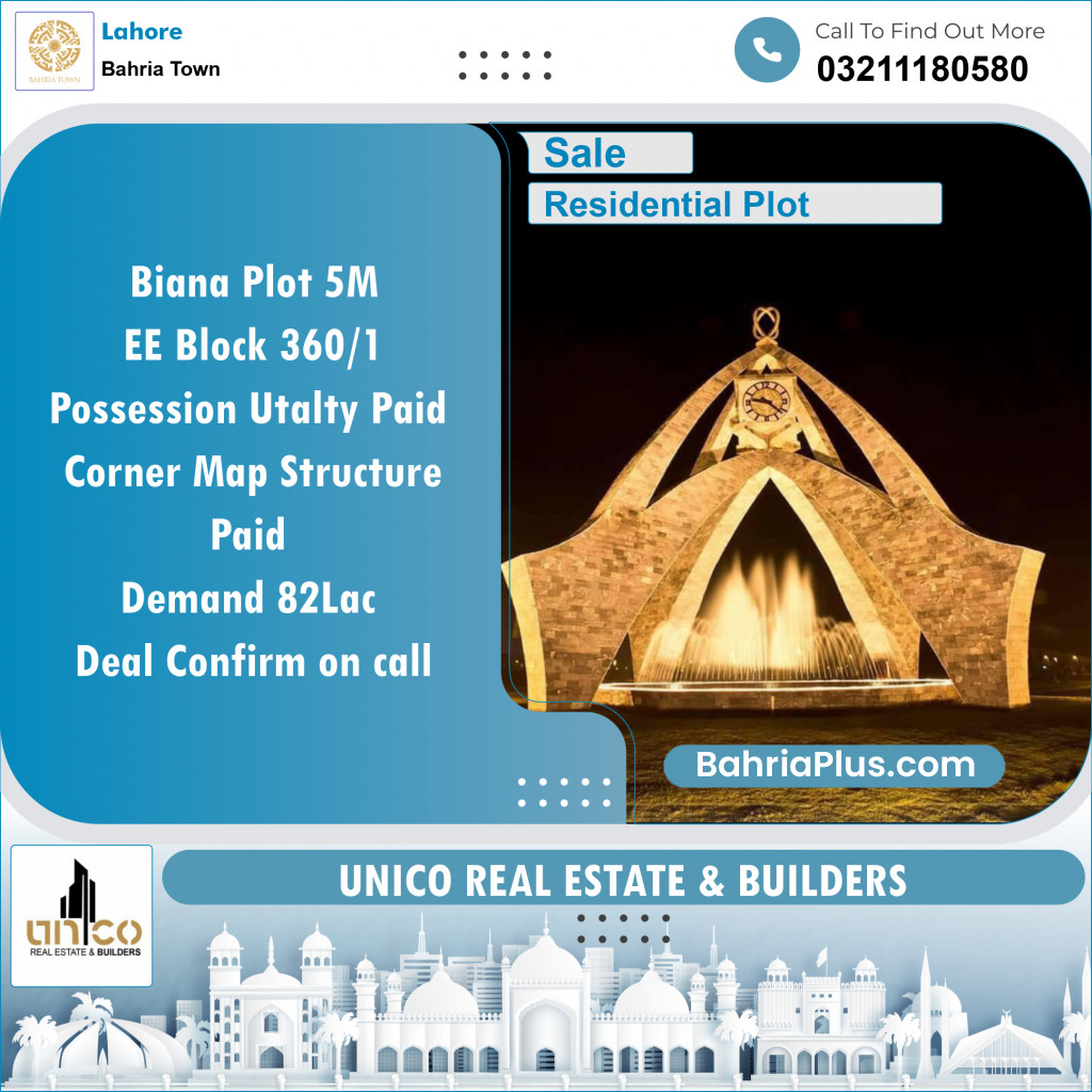 Residential Plot for Sale in Bahria Town, Lahore - (BP-118744)