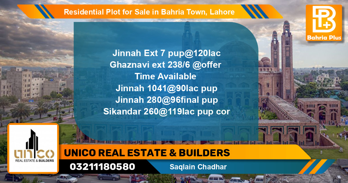 Residential Plot for Sale in Bahria Town, Lahore - (BP-118745)
