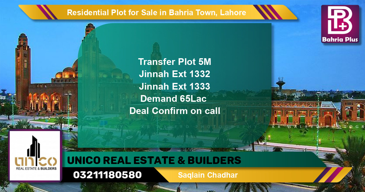 Residential Plot for Sale in Bahria Town, Lahore - (BP-118747)