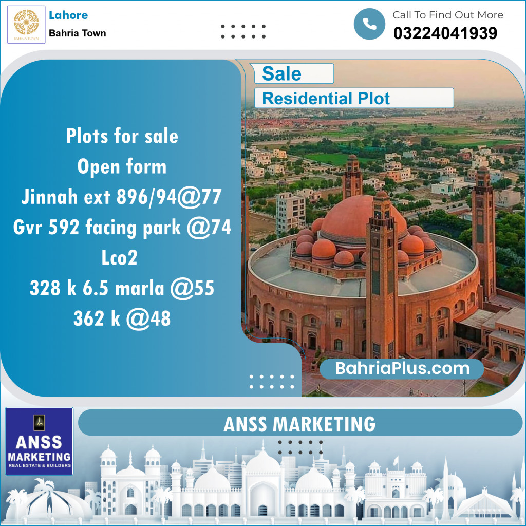 Residential Plot for Sale in Bahria Town, Lahore - (BP-118794)