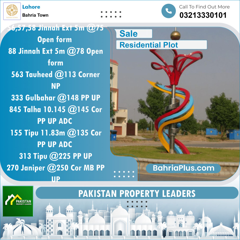 Residential Plot for Sale in Bahria Town, Lahore - (BP-118817)
