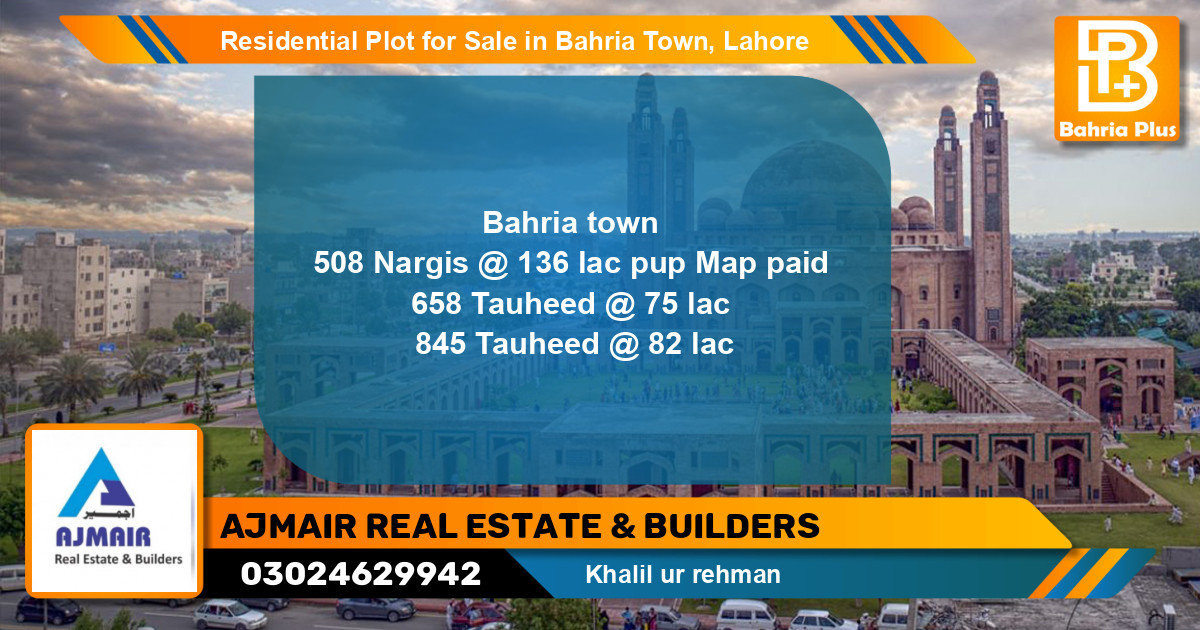 Residential Plot for Sale in Bahria Town, Lahore - (BP-118915)