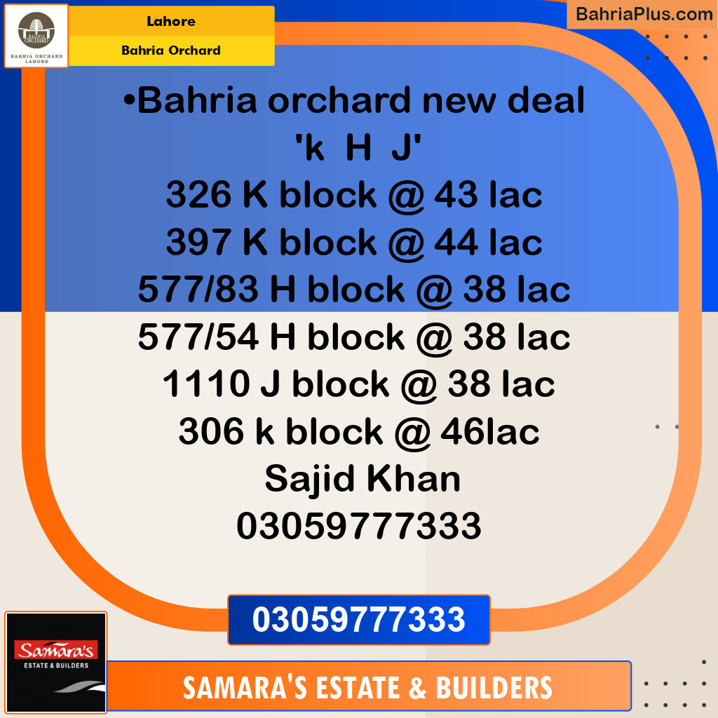 Residential Plot for Sale in Phase 2 - K Block -  Bahria Orchard, Lahore - (BP-118919)