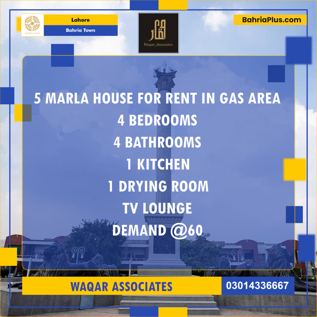 Residential House for Rent in Bahria Town, Lahore - (BP-118972)
