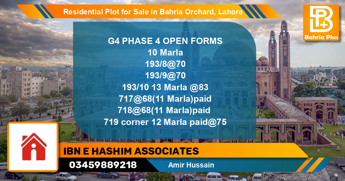 Residential Plot for Sale in Bahria Orchard, Lahore - (BP-118975)