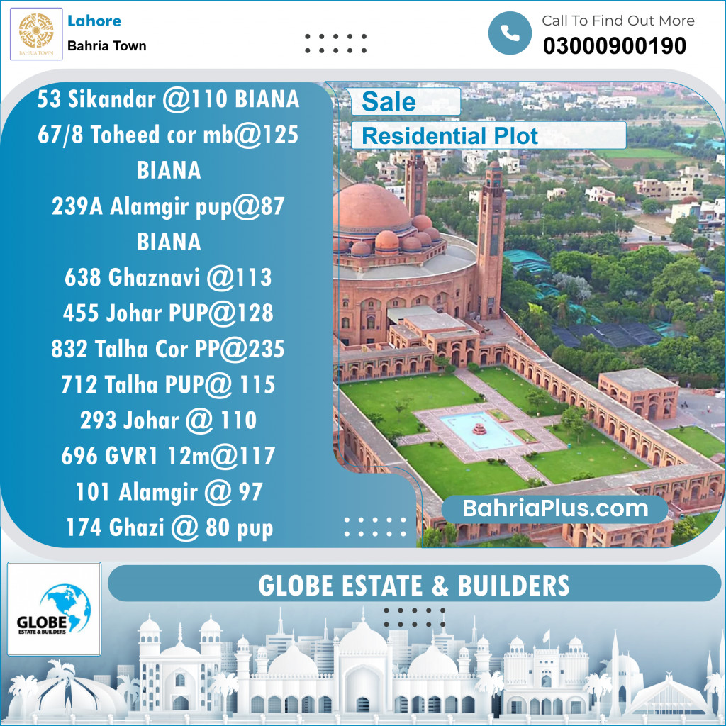 Residential Plot for Sale in Bahria Town, Lahore - (BP-118976)