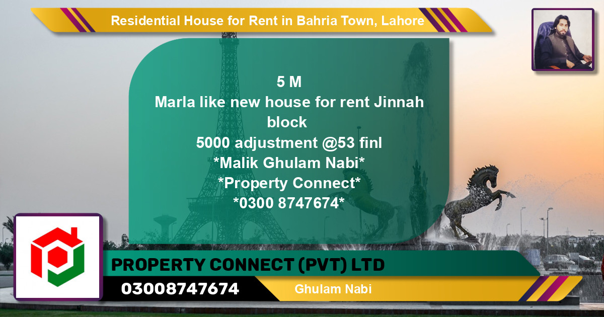 Residential House for Rent in Bahria Town, Lahore - (BP-119049)