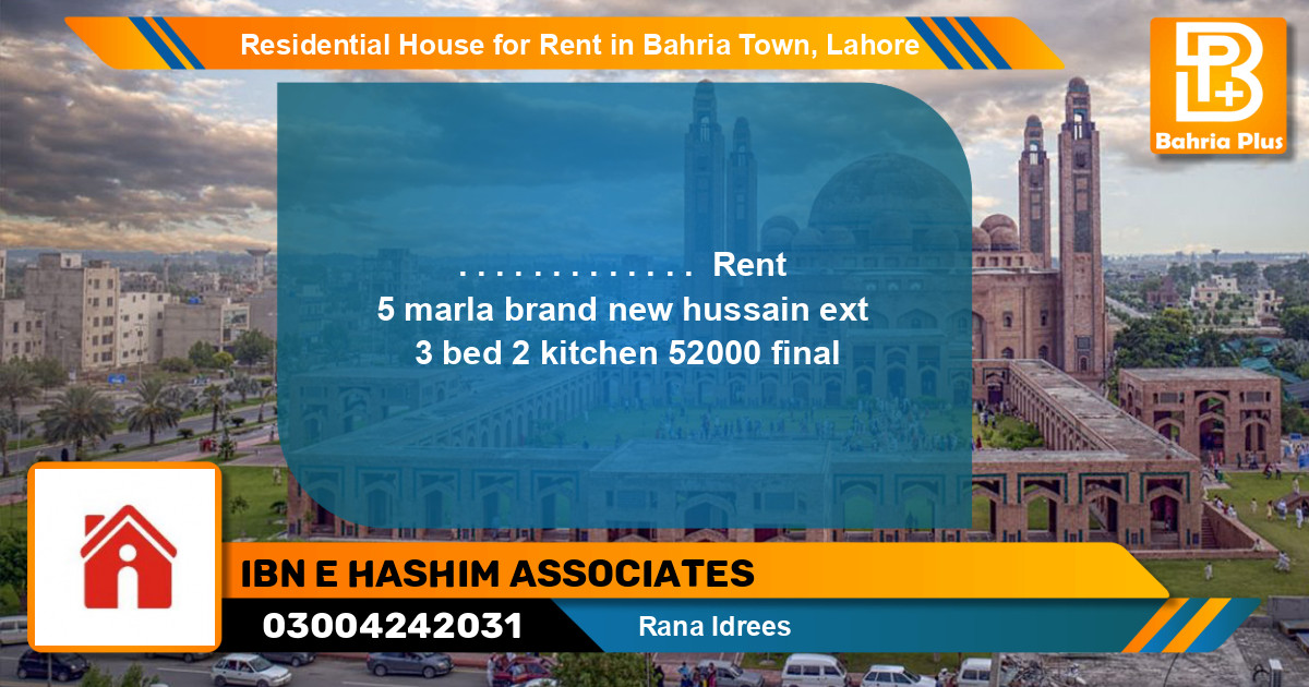 Residential House for Rent in Bahria Town, Lahore - (BP-119063)