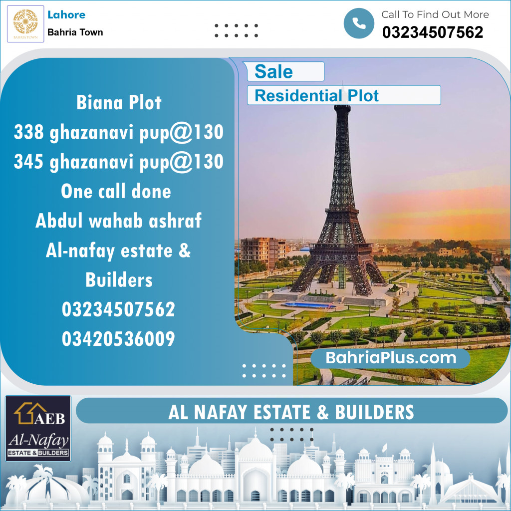 Residential Plot for Sale in Bahria Town, Lahore - (BP-119072)