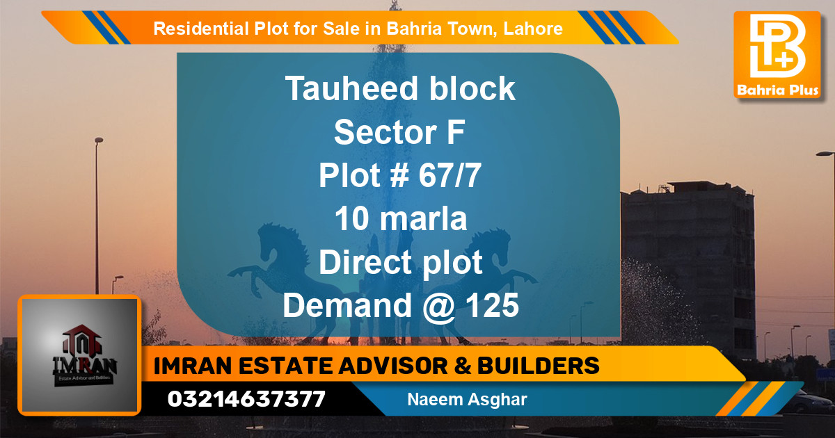 Residential Plot for Sale in Bahria Town, Lahore - (BP-119079)