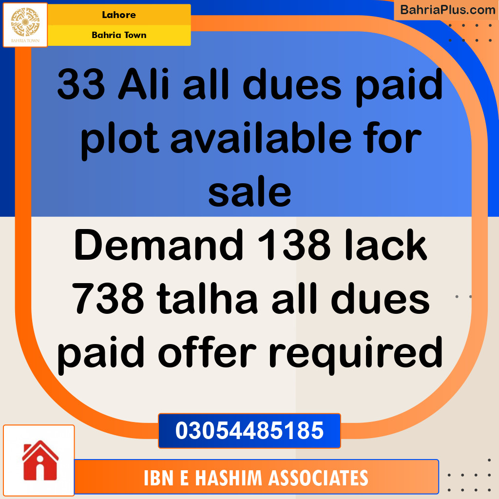 Residential Plot for Sale in Bahria Town, Lahore - (BP-119081)