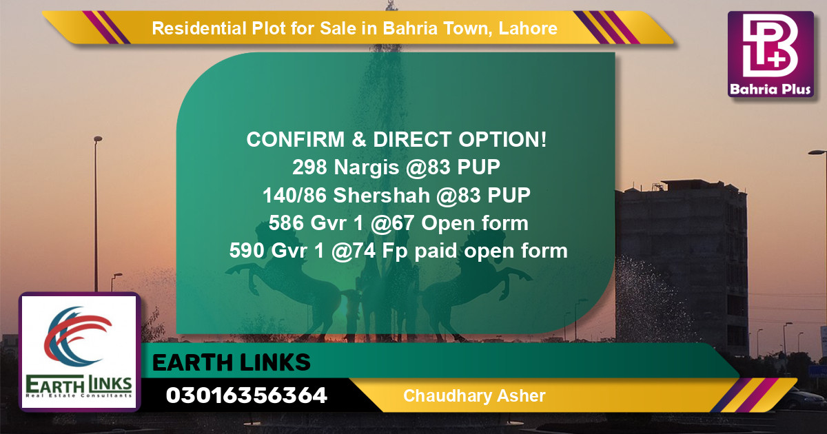 Residential Plot for Sale in Bahria Town, Lahore - (BP-119097)