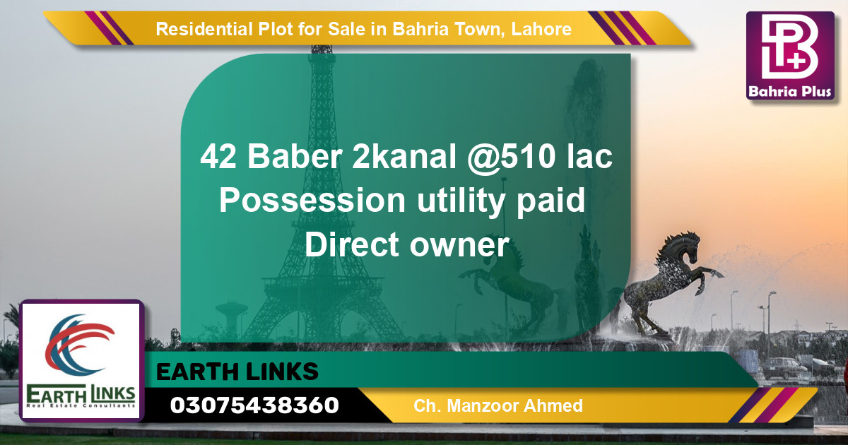 Residential Plot for Sale in Bahria Town, Lahore - (BP-119143)