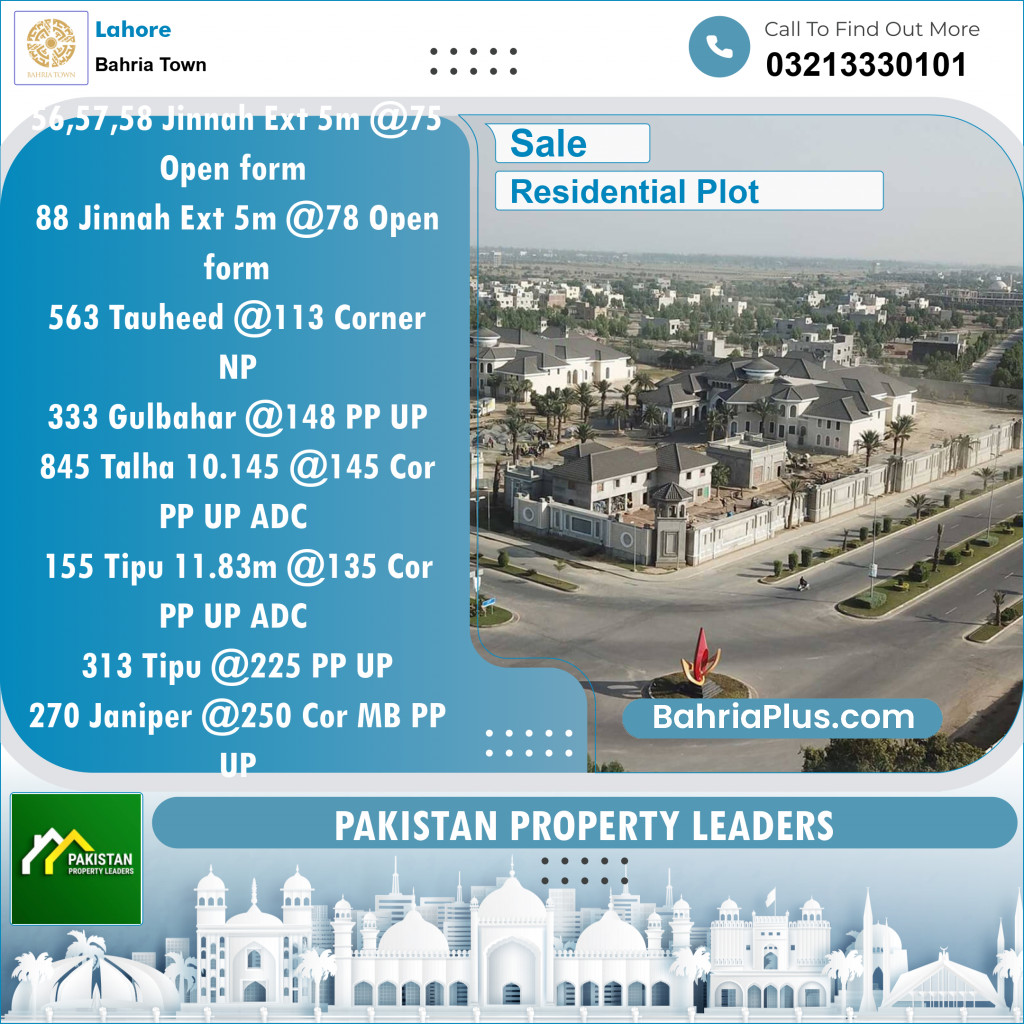 Residential Plot for Sale in Bahria Town, Lahore - (BP-119150)
