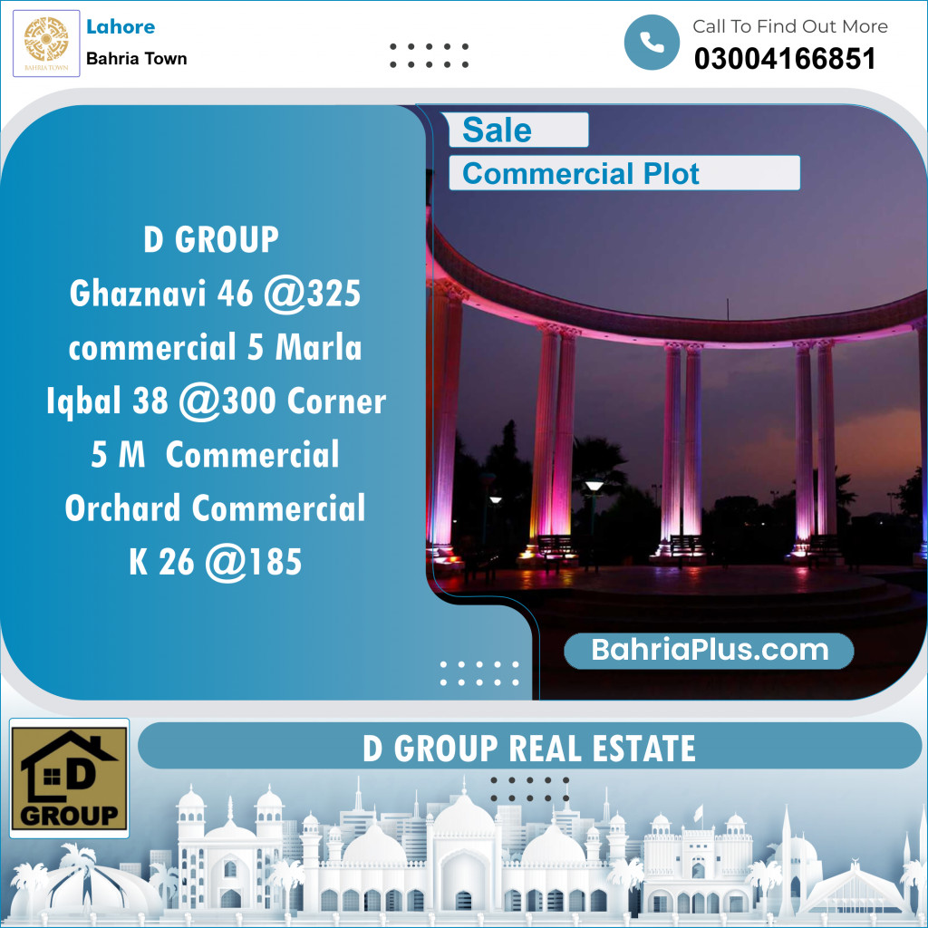 Commercial Plot for Sale in Bahria Town, Lahore - (BP-119165)