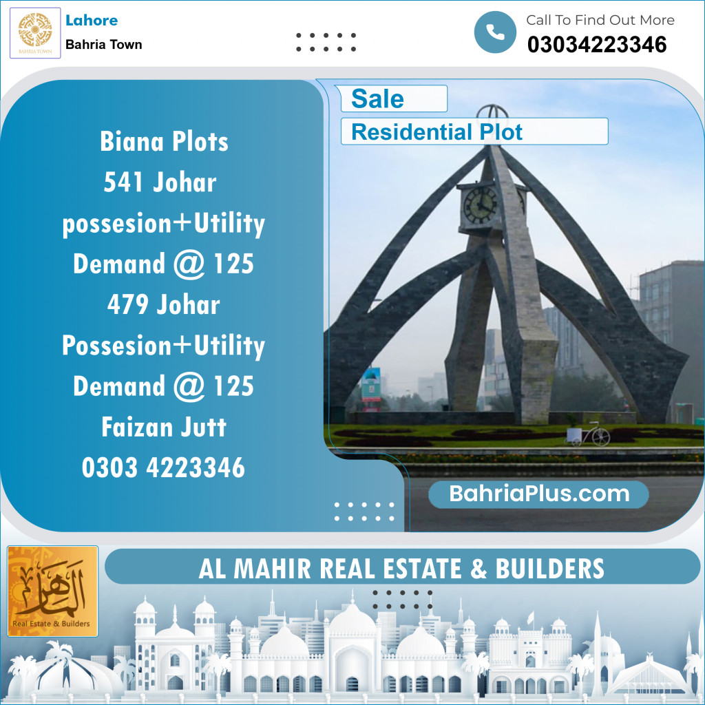 Residential Plot for Sale in Bahria Town, Lahore - (BP-119232)