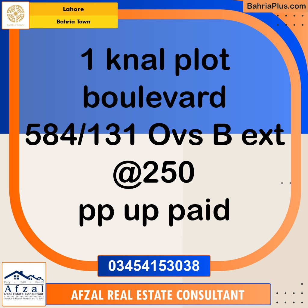 Residential Plot for Sale in Bahria Town, Lahore - (BP-119237)