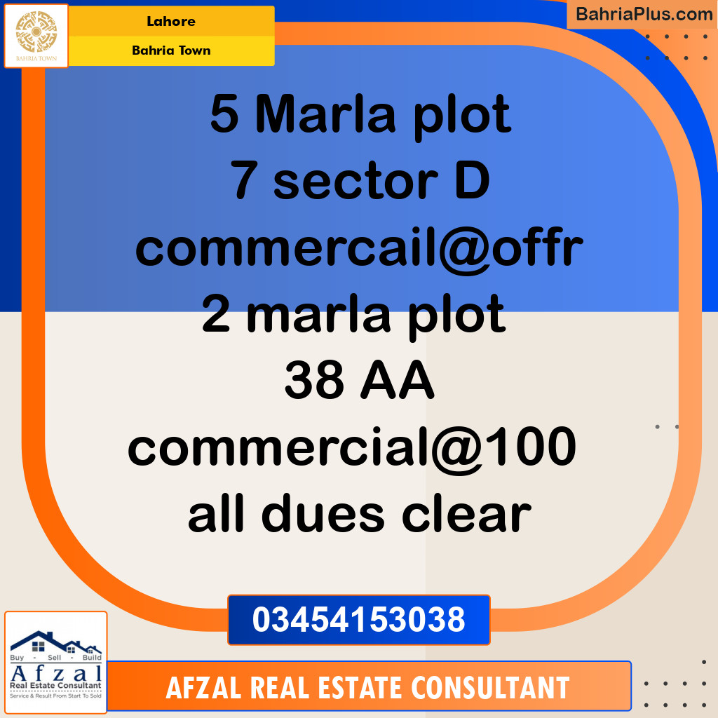 Commercial Plot for Sale in Bahria Town, Lahore - (BP-119241)