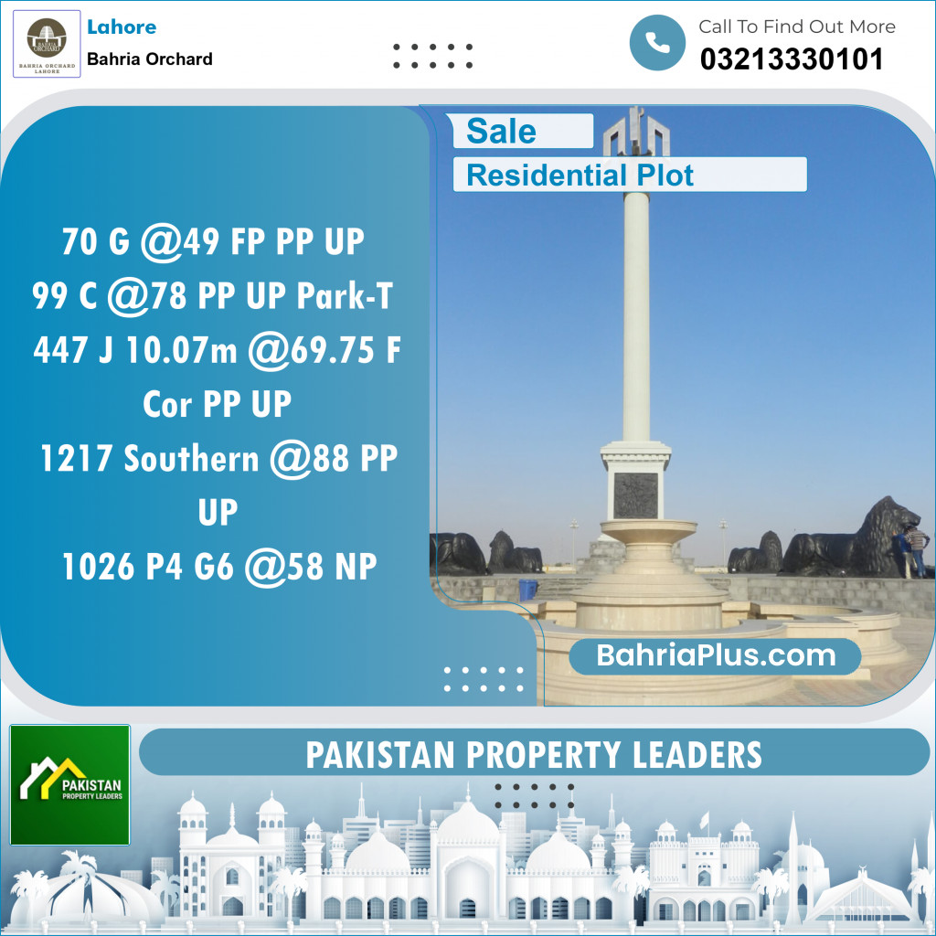 Residential Plot for Sale in Bahria Orchard, Lahore - (BP-119246)