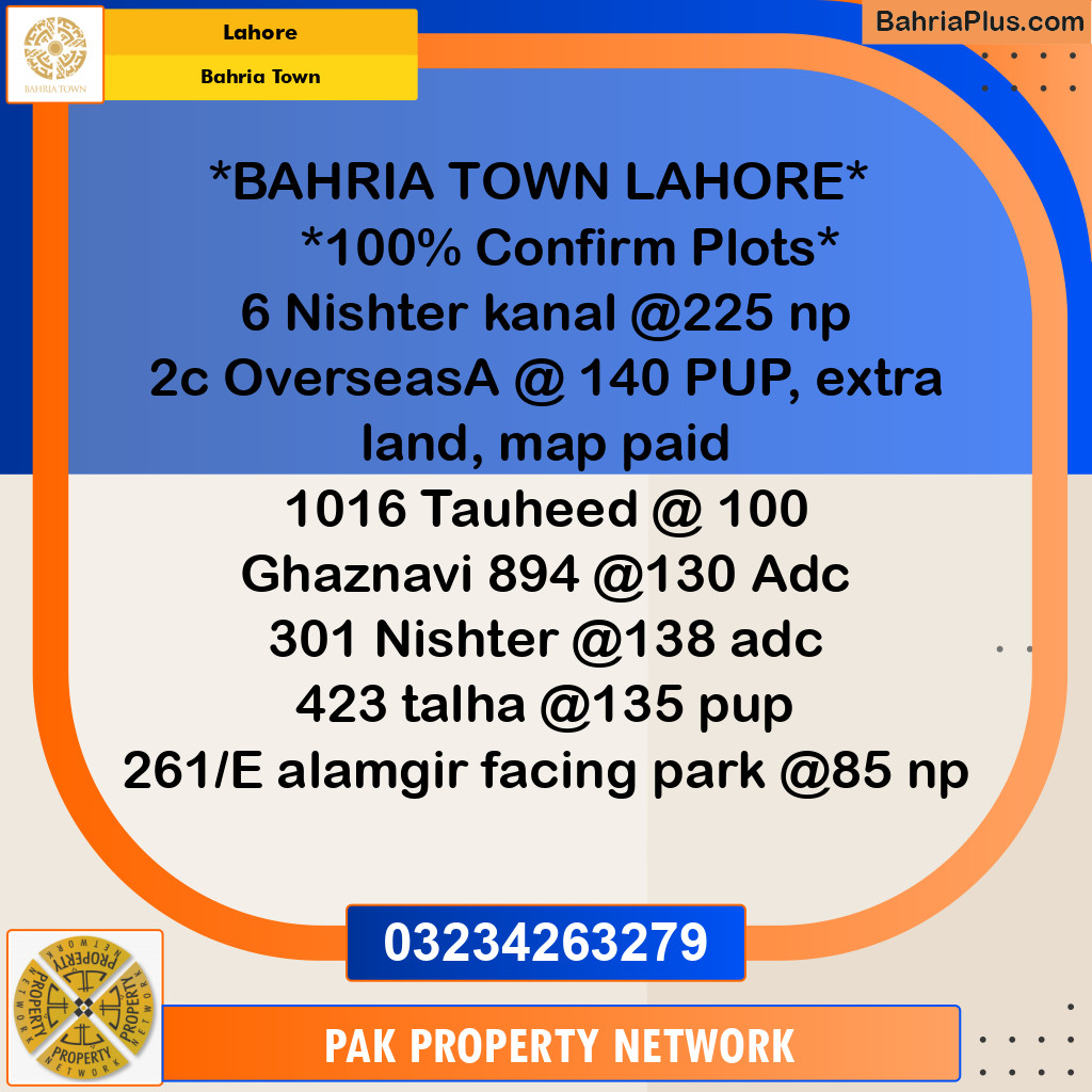 Residential Plot for Sale in Bahria Town, Lahore - (BP-119247)