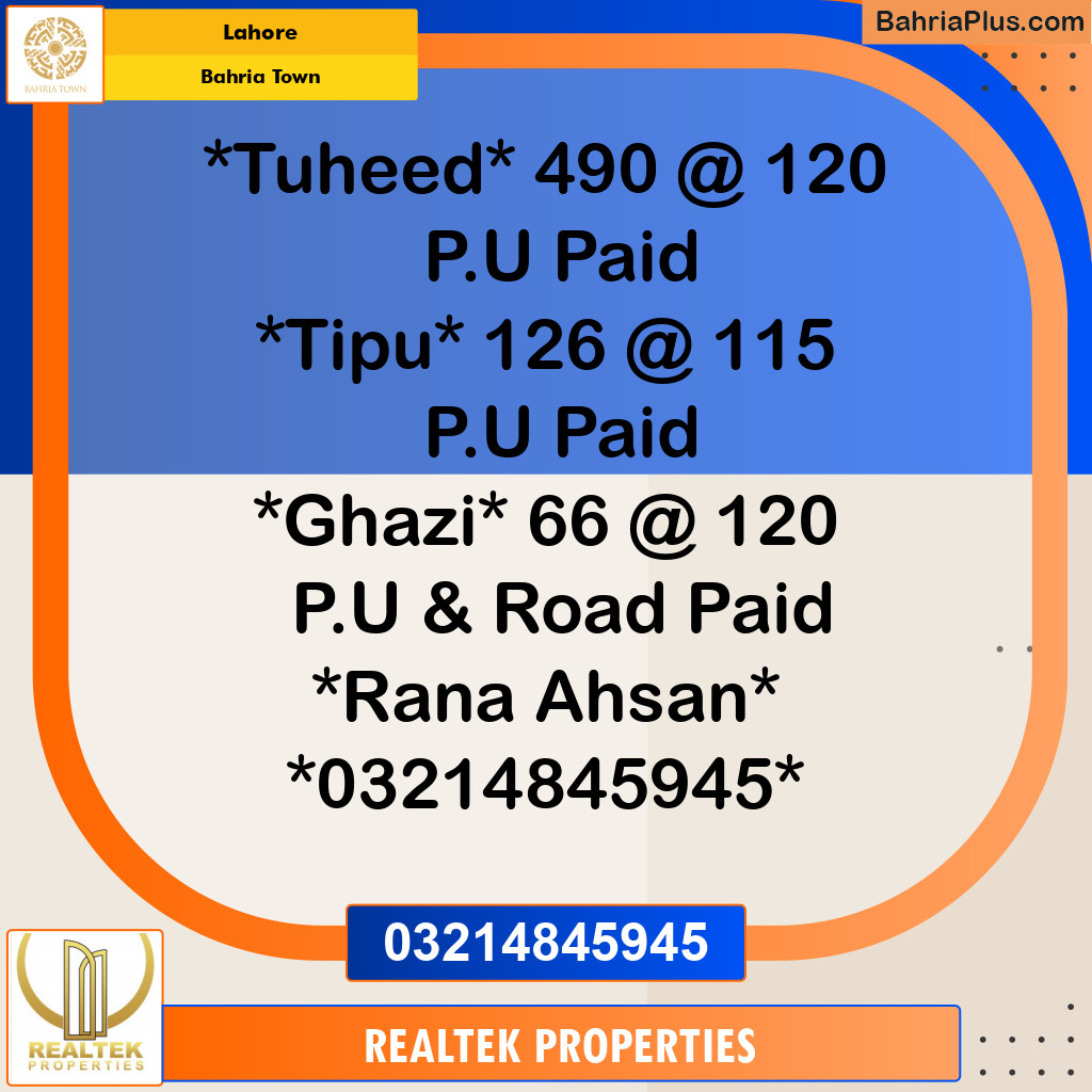 Residential Plot for Sale in Bahria Town, Lahore - (BP-119277)
