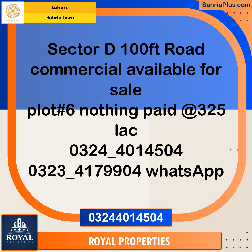 Commercial Plot for Sale in Bahria Town, Lahore - (BP-119318)