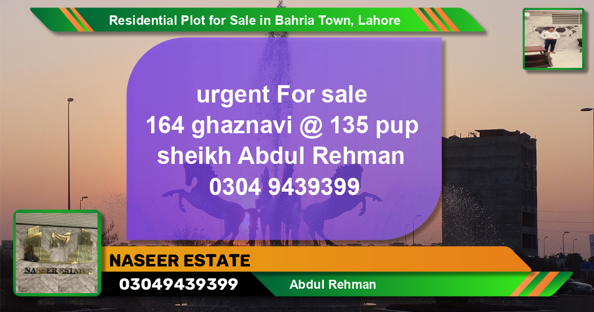 Residential Plot for Sale in Bahria Town, Lahore - (BP-119362)