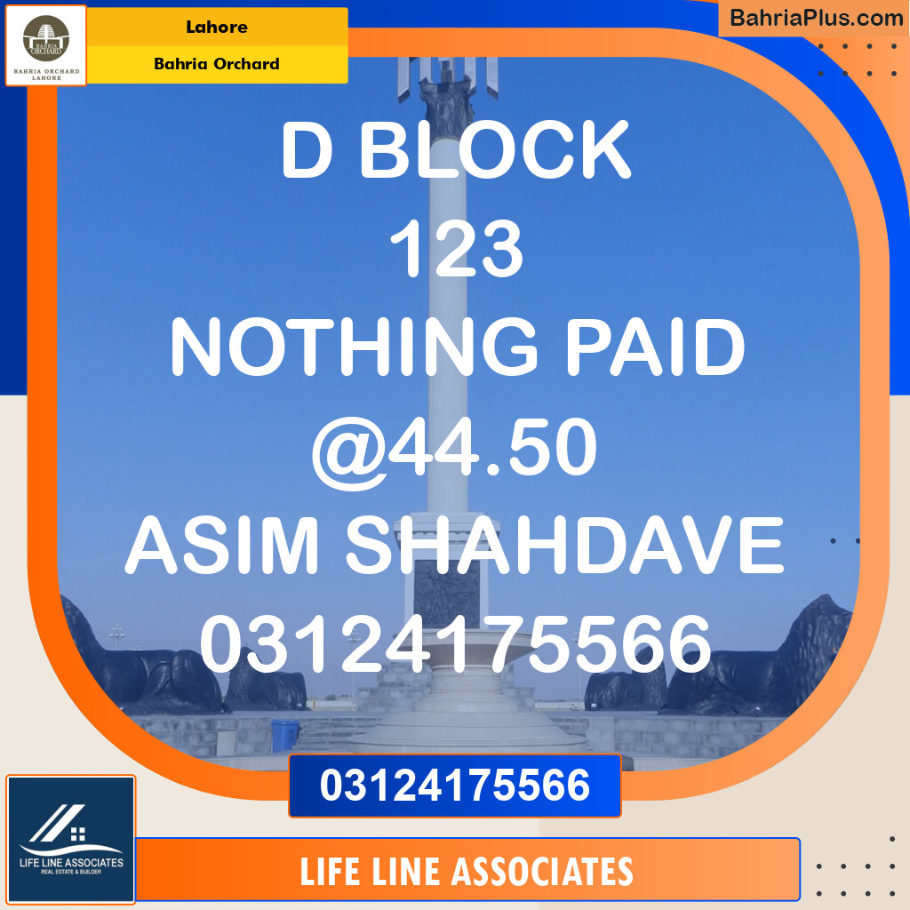 Residential Plot for Sale in Bahria Orchard, Lahore - (BP-119389)