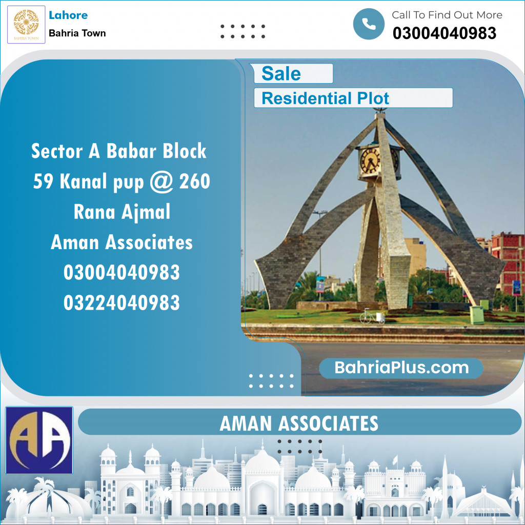 Residential Plot for Sale in Bahria Town, Lahore - (BP-119417)