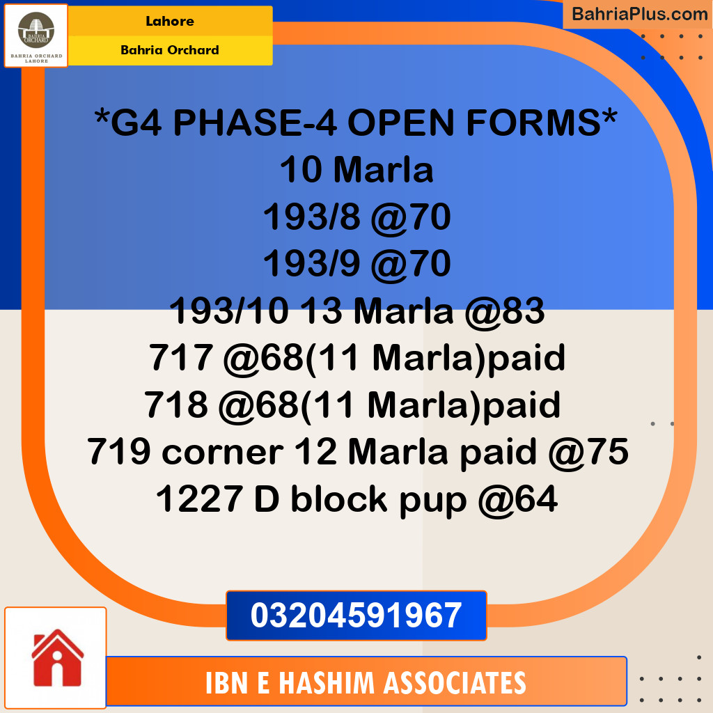 Residential Plot for Sale in Bahria Orchard, Lahore - (BP-119425)