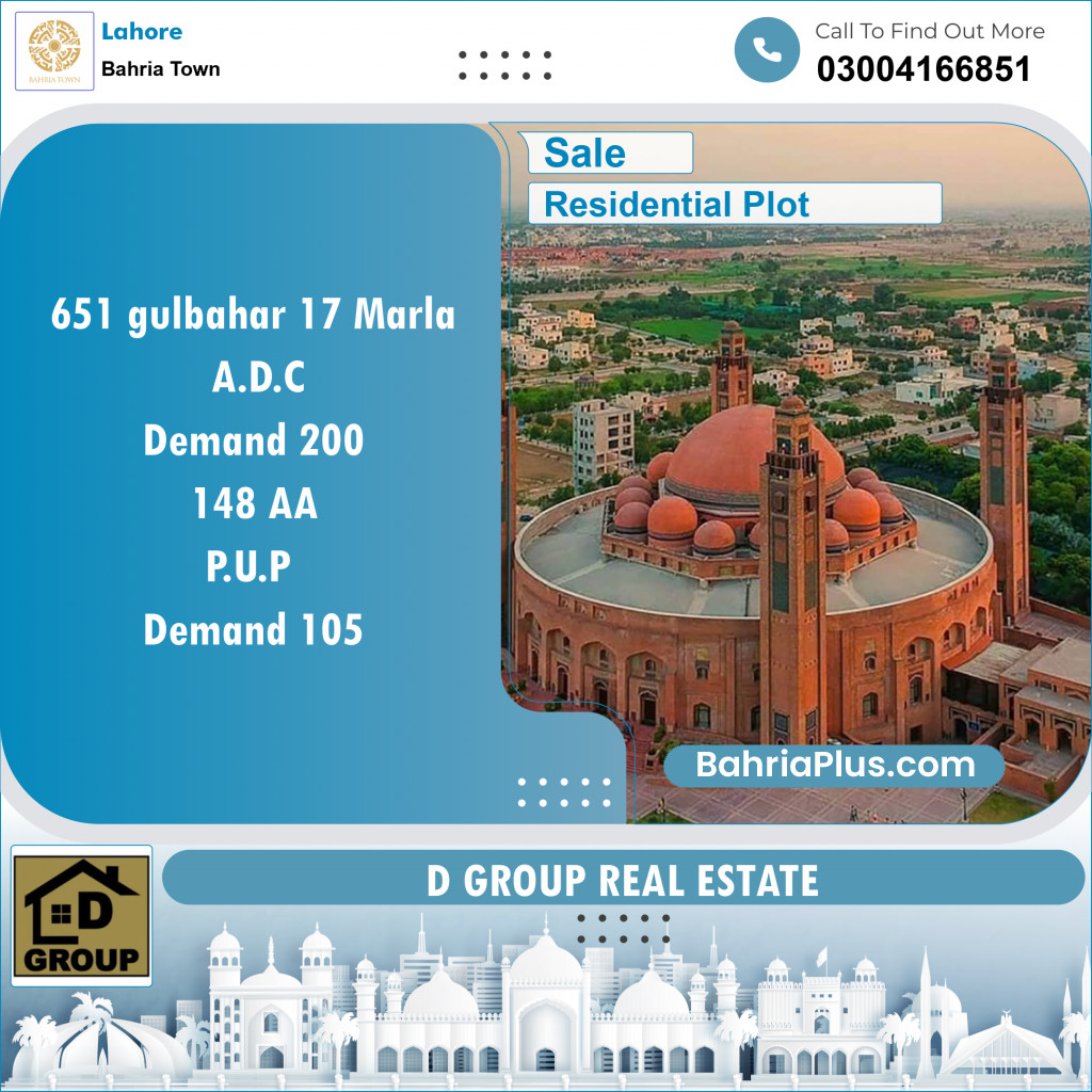 Residential Plot for Sale in Bahria Town, Lahore - (BP-119496)