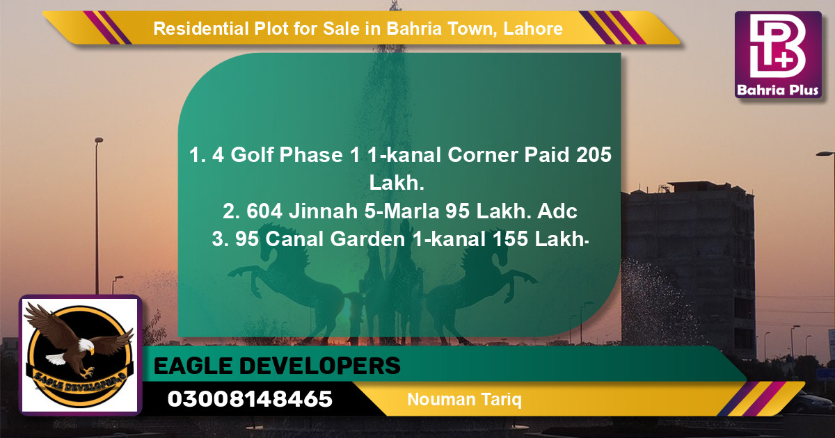 Residential Plot for Sale in Bahria Town, Lahore - (BP-119498)