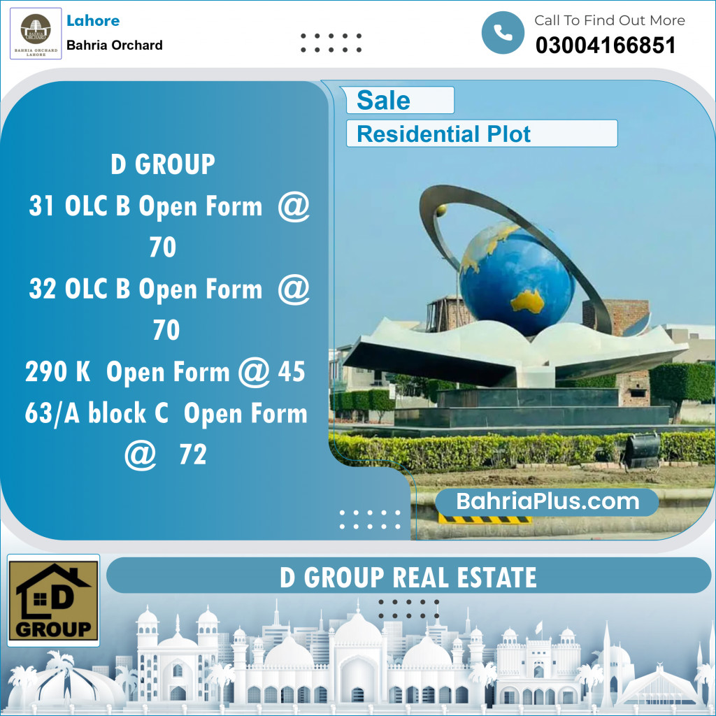 Residential Plot for Sale in Bahria Orchard, Lahore - (BP-119532)
